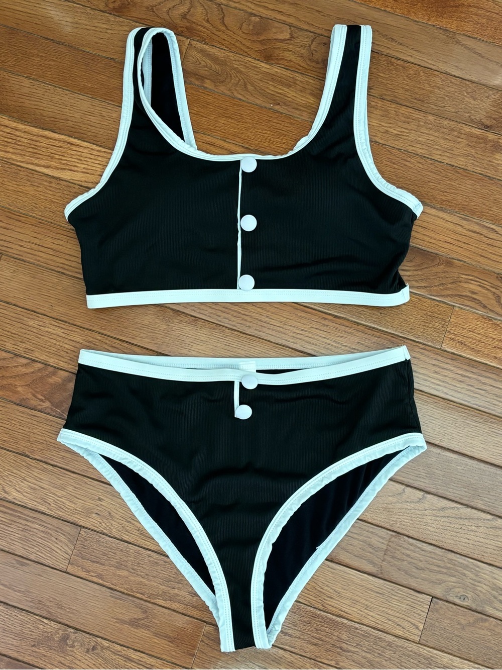 Black and White Two-Piece High-Waisted Bikini, Unbranded, Size XL, NWOT - Picture 2 of 4